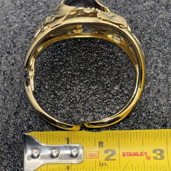 Vintage Whiting & Davis Amber Glass Leaf Cuff Bracelet Earrings Set Signed Gold - Picture 8 of 11